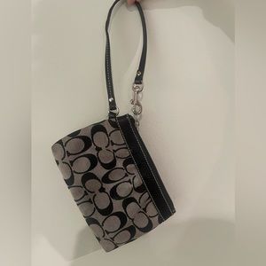 Black Coach Signature Canvas Wristlet
